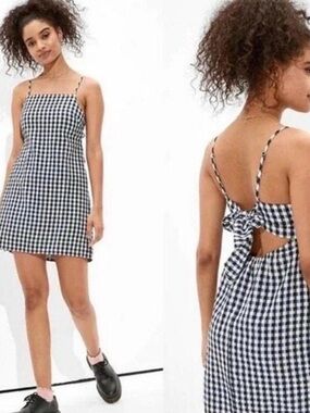 Gingham Tie-Back Mini Dress